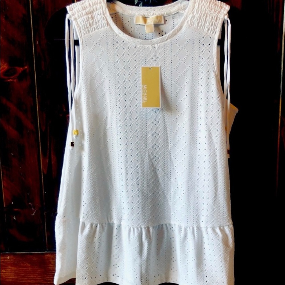Michael Kors Peplum Lace White  Top